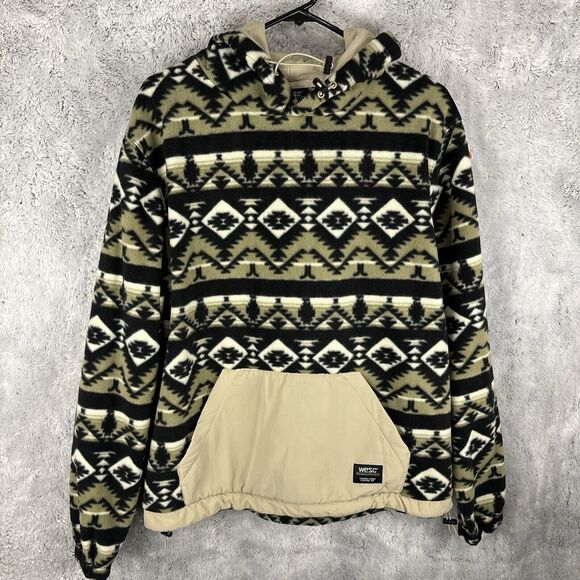 WESC Vintage Y2K Womens Medium Aztec Pullover Long Sleeve Hoodie Fleece - Picture 1 of 6